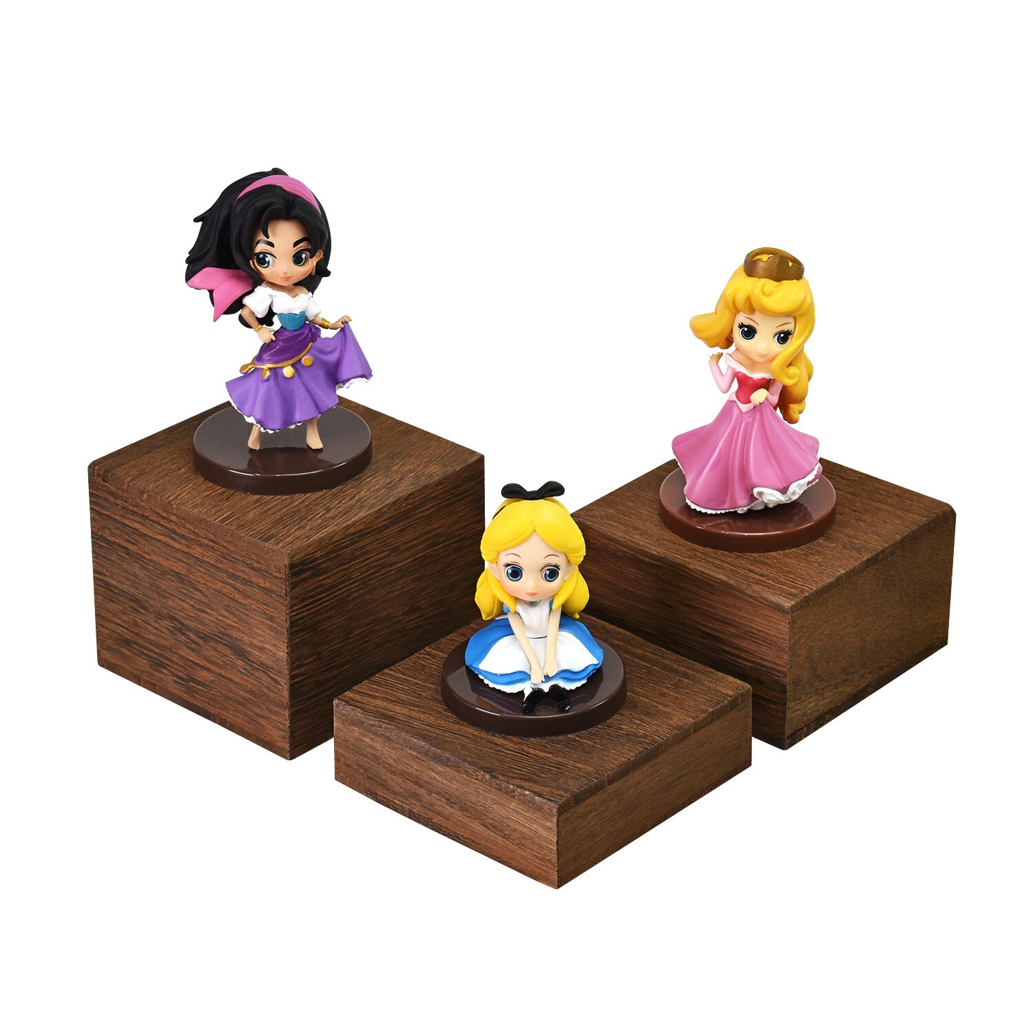 Wooden 3 Pcs Square Risers for Display, Brown Color