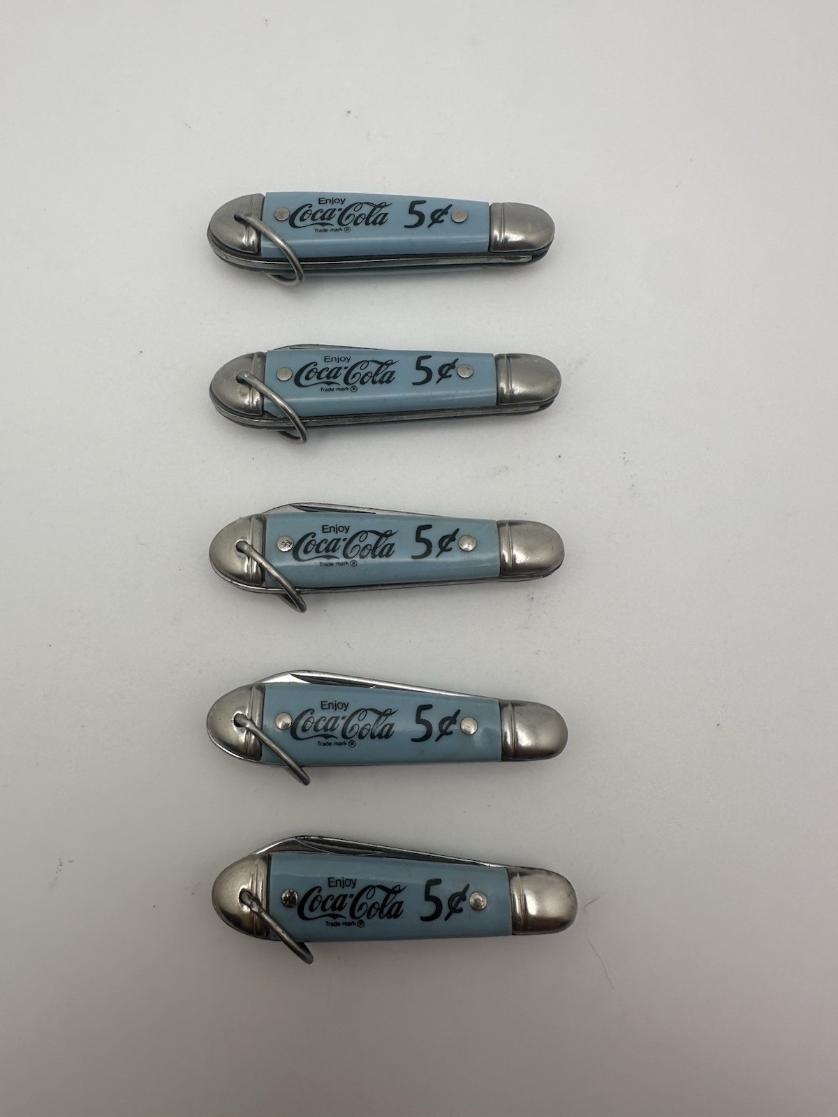 5xVintage Colonial Prov, RI COCA COLA COKE 5 CENT  Advertising Mini Pocket Knife