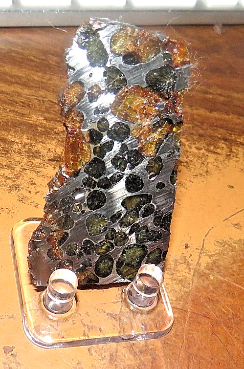 30 gm SERICHO pallasite Meteorite slice translucent from Kenya std olivine JAL