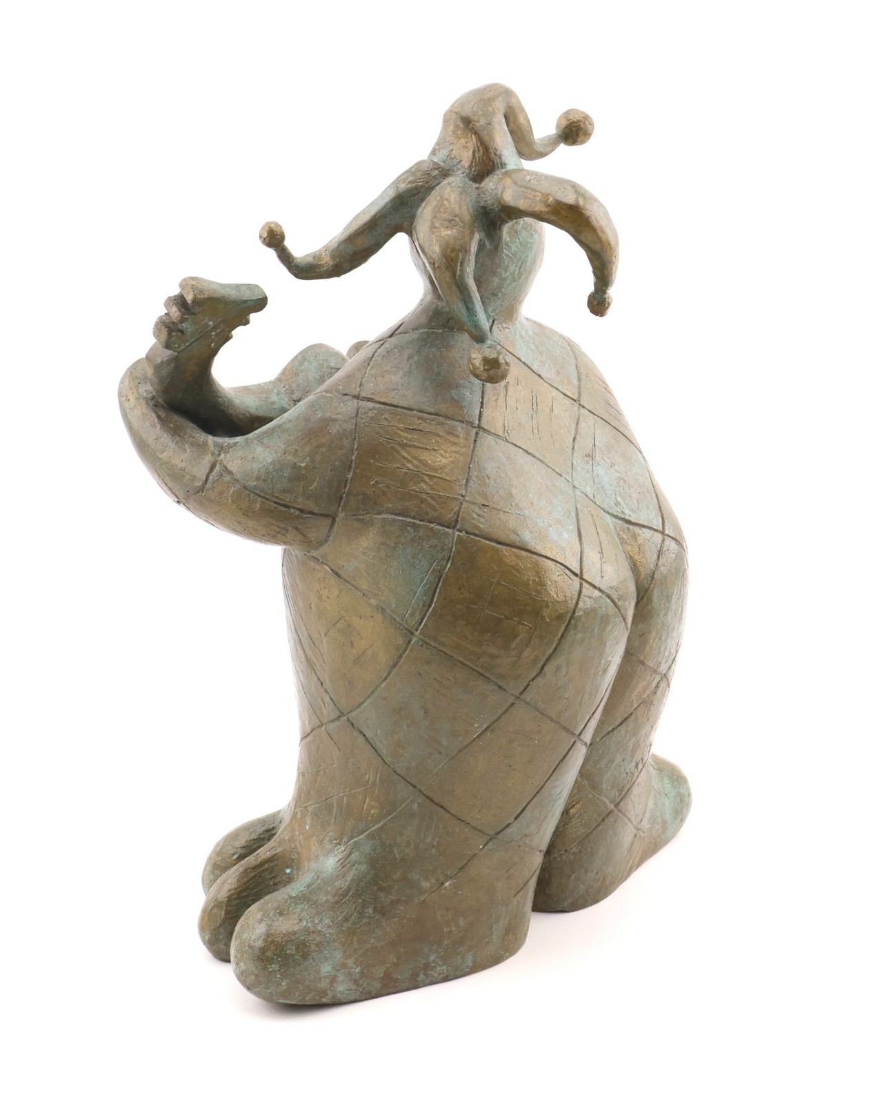 Lino Chavez Bronze Jester Harlequin Guitar Sculpture MCM