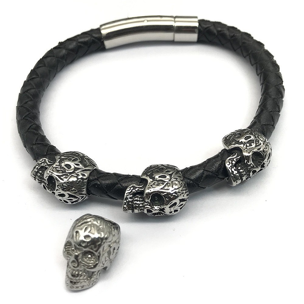 10 Pcs Stainless Steel Skull Lanyard Bead Knife Paracord Bracelet Necklace Beads