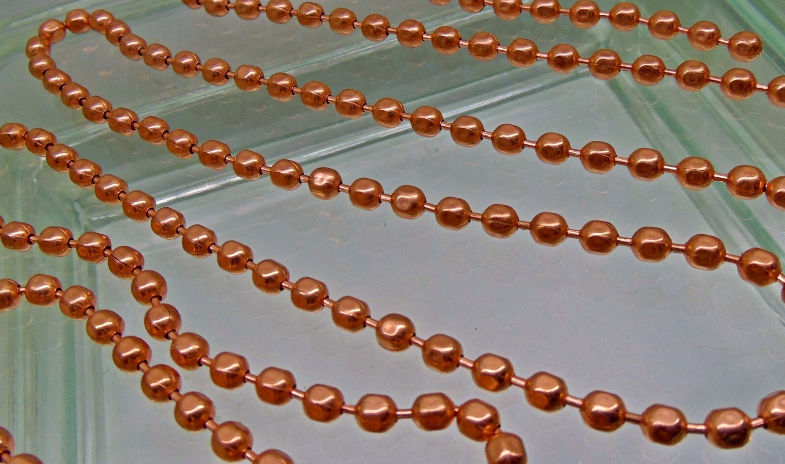 BULK Copper Ball CHAIN Faceted 6.3mm bead ~ Various Lengths + Connectors USA