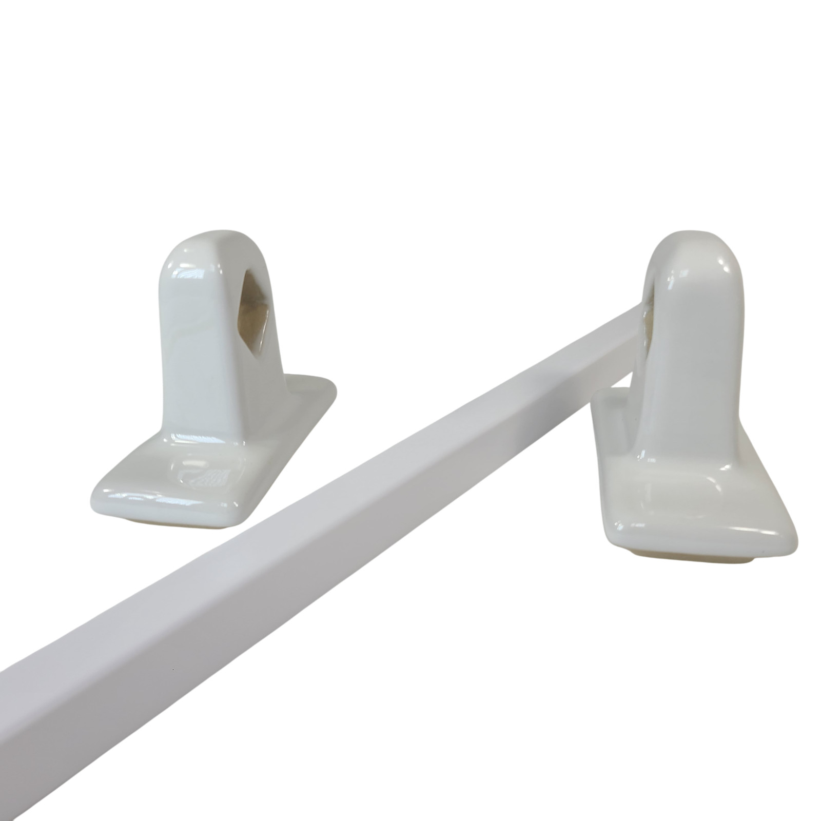 Vintage White Ceramic Tile Towel Rod Rack Post Holder Brackets 24 in Acrylic Bar