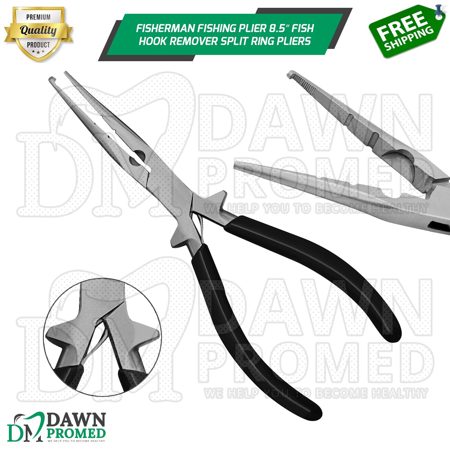 Fisherman Fishing Plier 8.5″ Fish Hook Remover Split Ring Pliers German Grade
