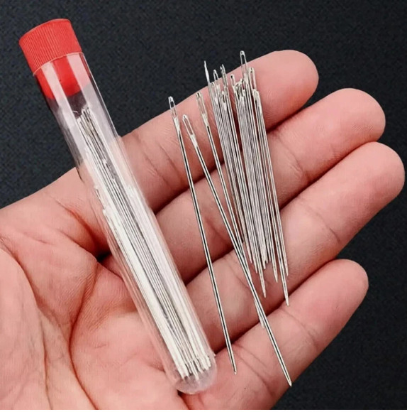 Big Eye Steel Needles Set, Stainless Steel Sewing Needle Kit US