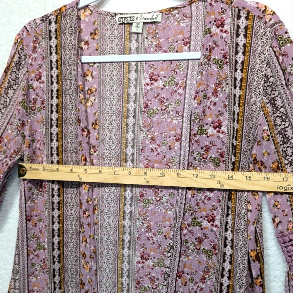 Gypsies & Moondust Boho Floral Print Belle Sleeve Longline Open Kimono Duster