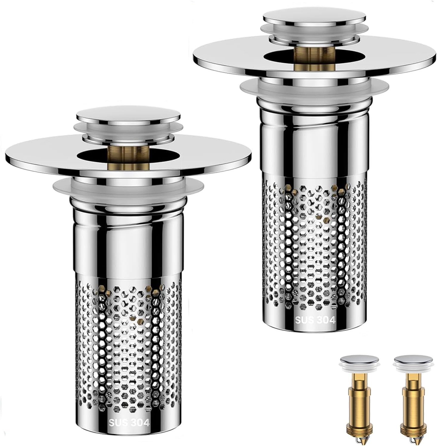 2-Pack Bathroom Sink Stopper Hair Catcher Bathroom Pop Up Sink Drain Filter US