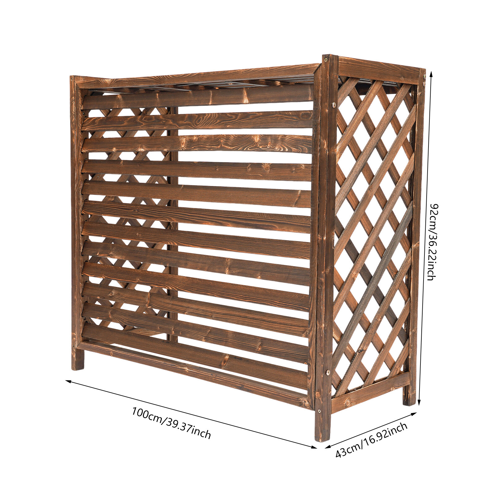 Air Conditioner Fence Screen- Outside Wooden AC Privacy Fence Cover, 39"L x 36"W