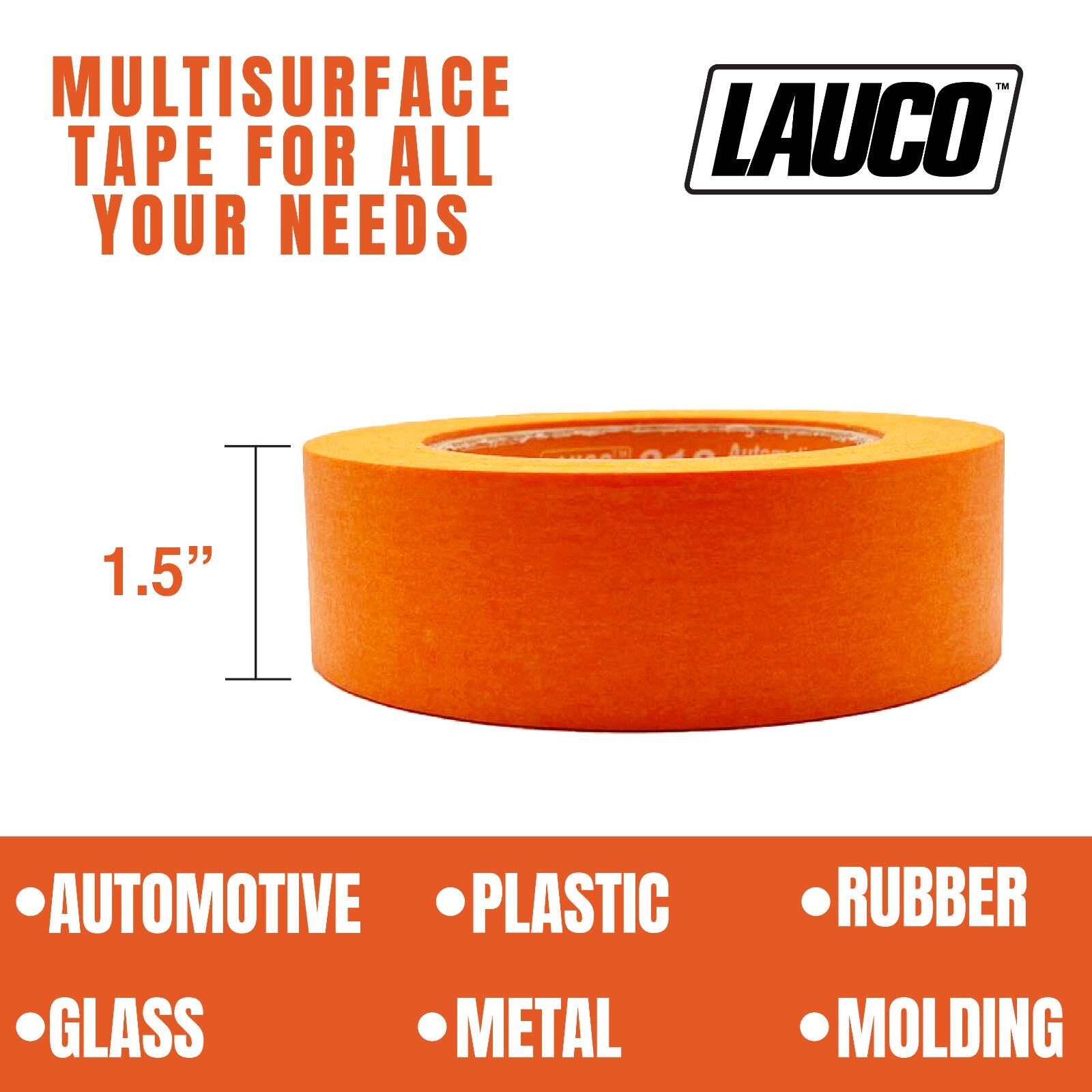 LAUCO Orange Automotive Refinishing Masking Tape, Moisture UV and Heat Resistant