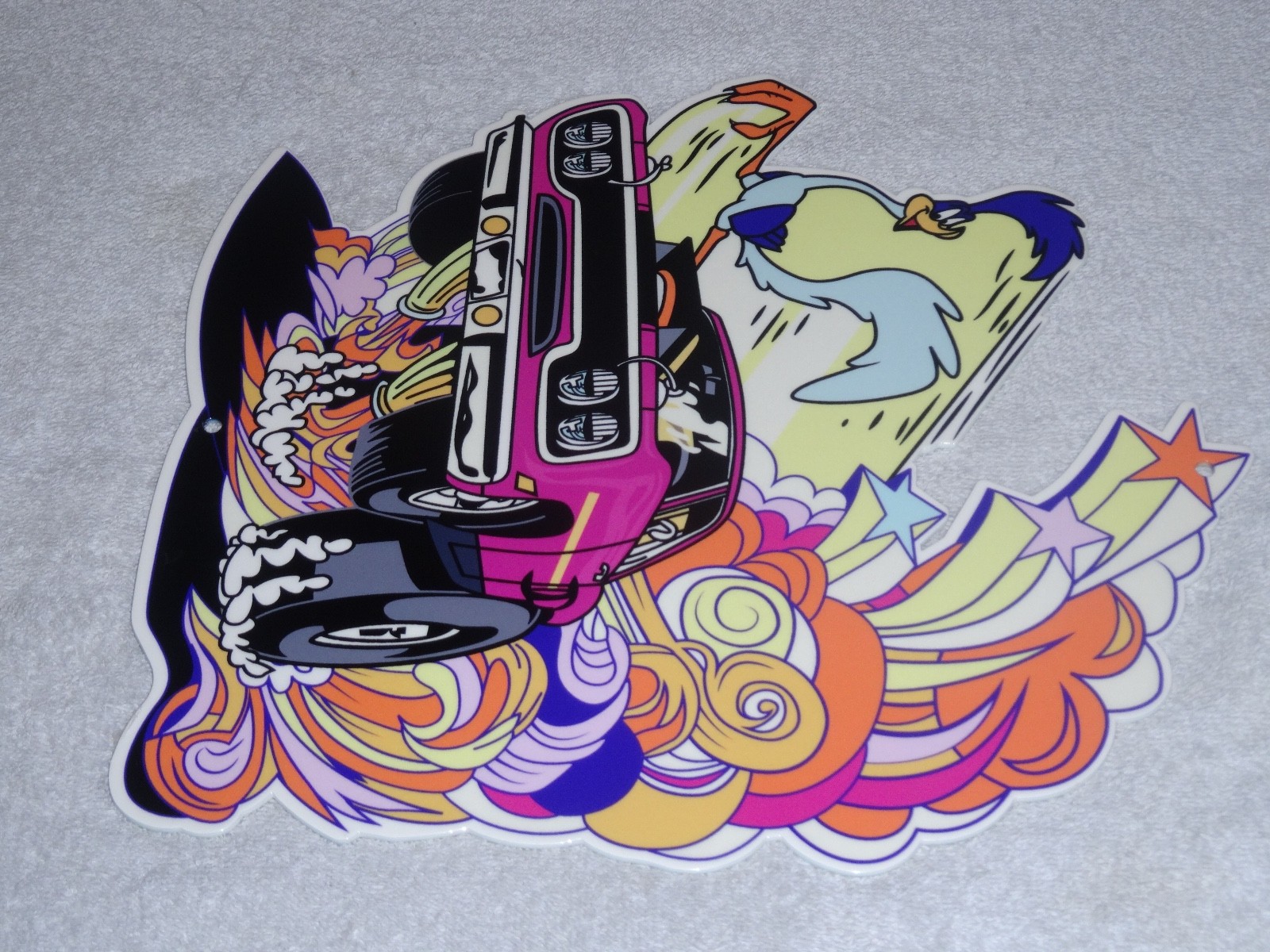 VINTAGE DODGE MOPAR ROAD RUNNER DIECUT 12" METAL ROADRUNNER CAR ADVERTISING SIGN