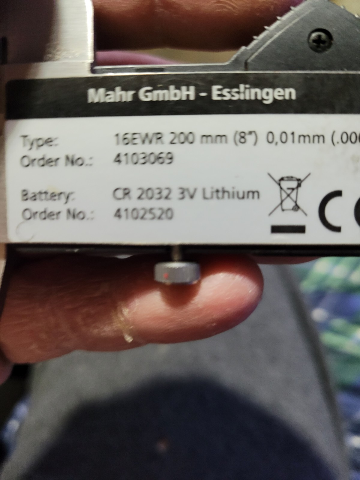 Mahr 4103069 MarCal 16 EWR Electronic Caliper, 0-8"/200mm Range .0005"/0.01mm