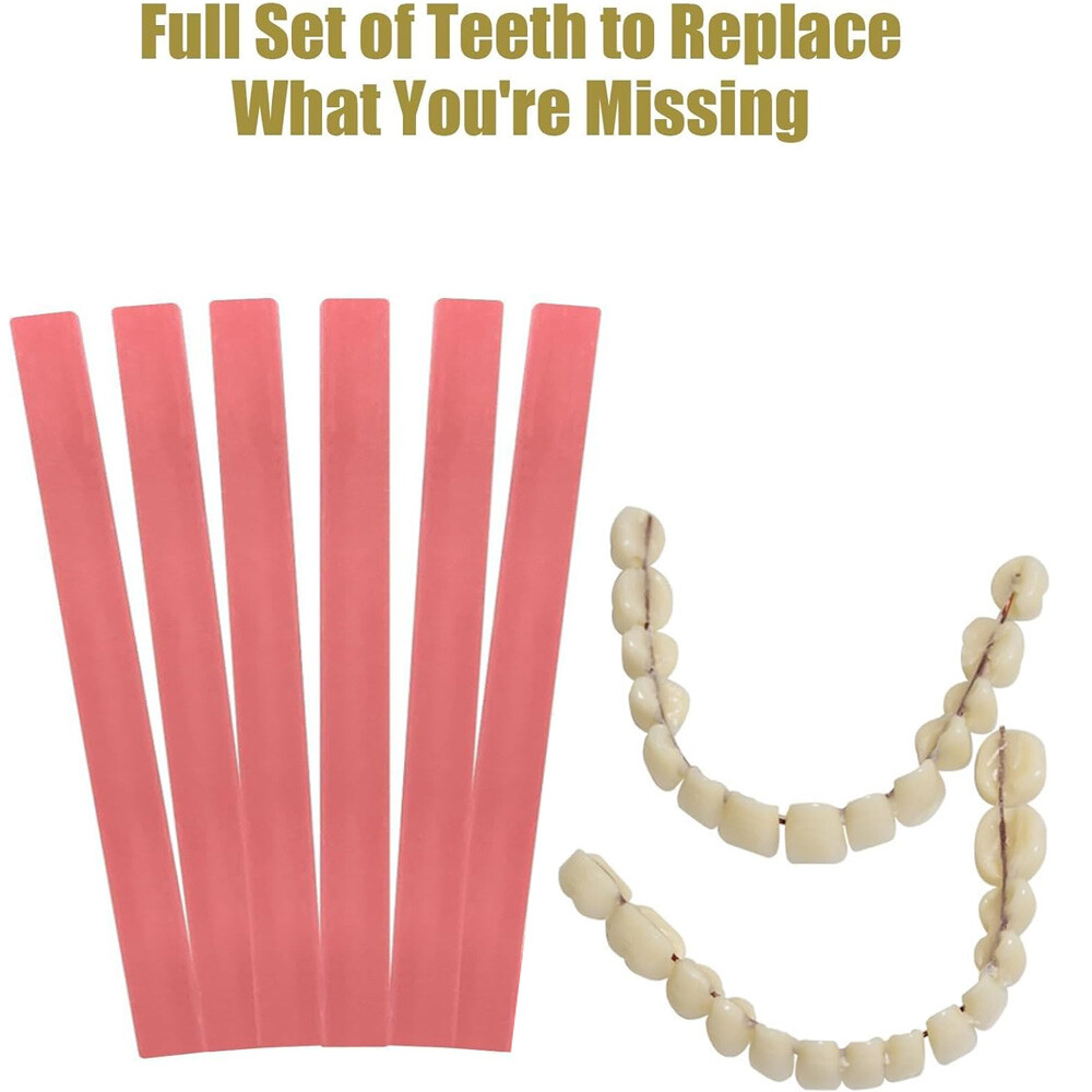 2 Set DIY Dentures Fake Teeth Kits Top and Bottom Dentures Temporary Fake Teeth