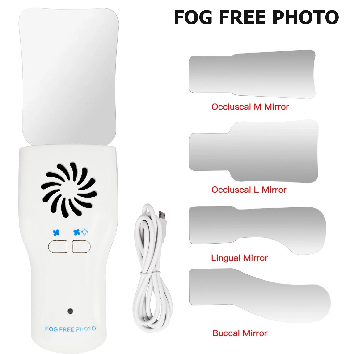 Dental Occlusal Mirror Fog Free LED Intra Oral Photo System 4 Mirrors Anti-Fog