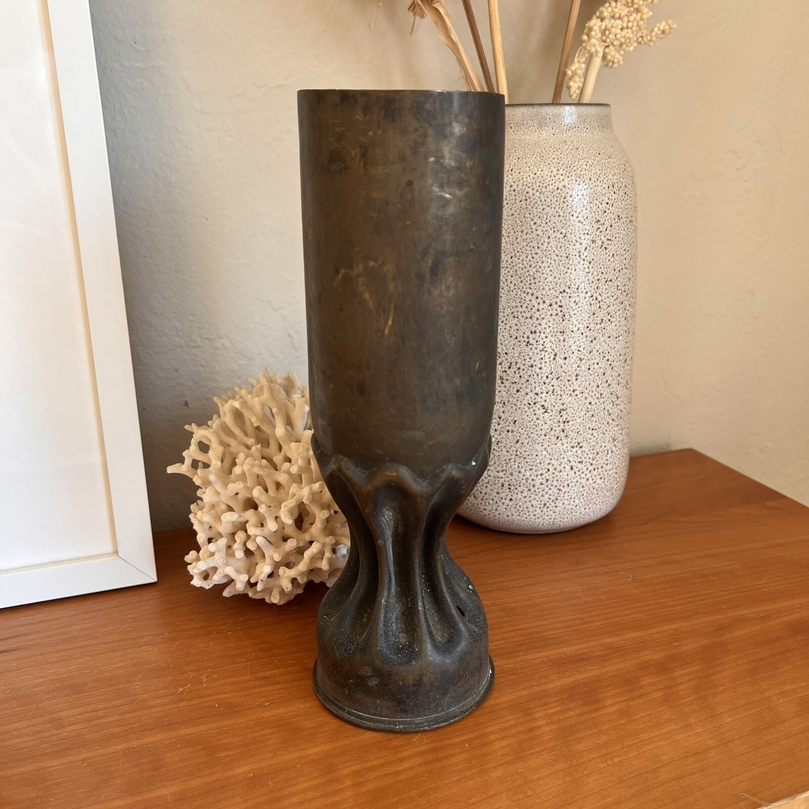 Rare WW1 Trench Art U.S. Army WWI Military Artillery 75mm Shell Case Vase