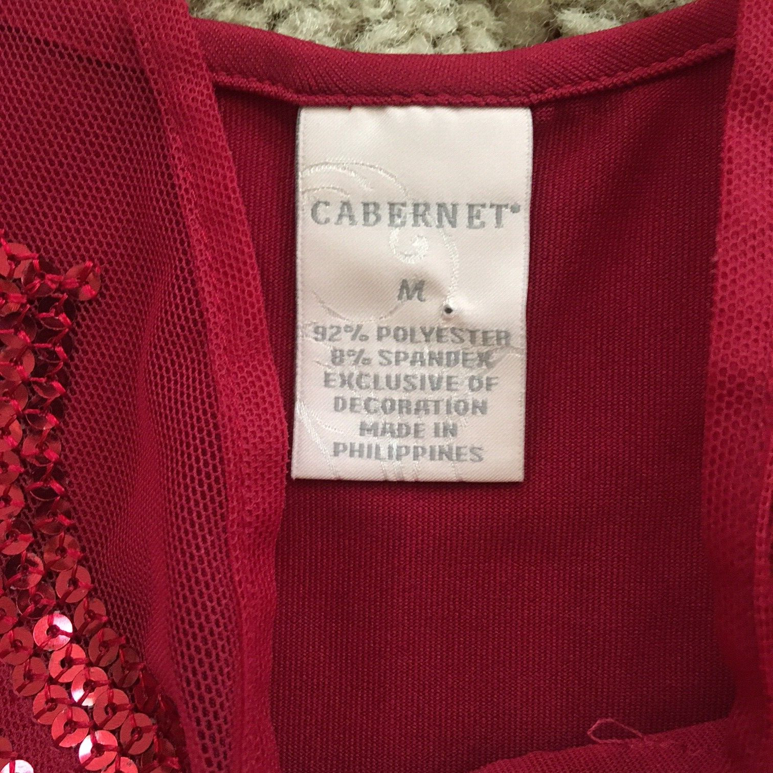 V-Neck Cami Cabernet Sz. M Camisole Burgundy Sequin Daywear Top Poly Spandex