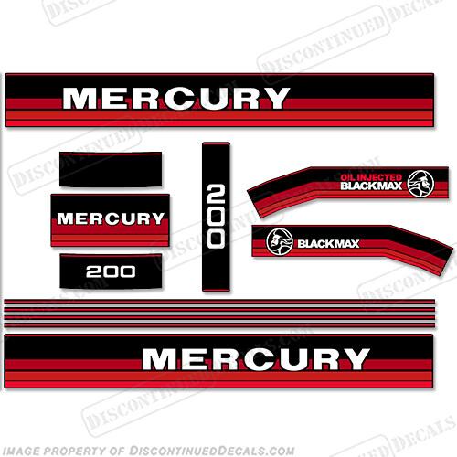 Fits Mercury 1984-1985 200hp Outboard Decals (Red Tones)