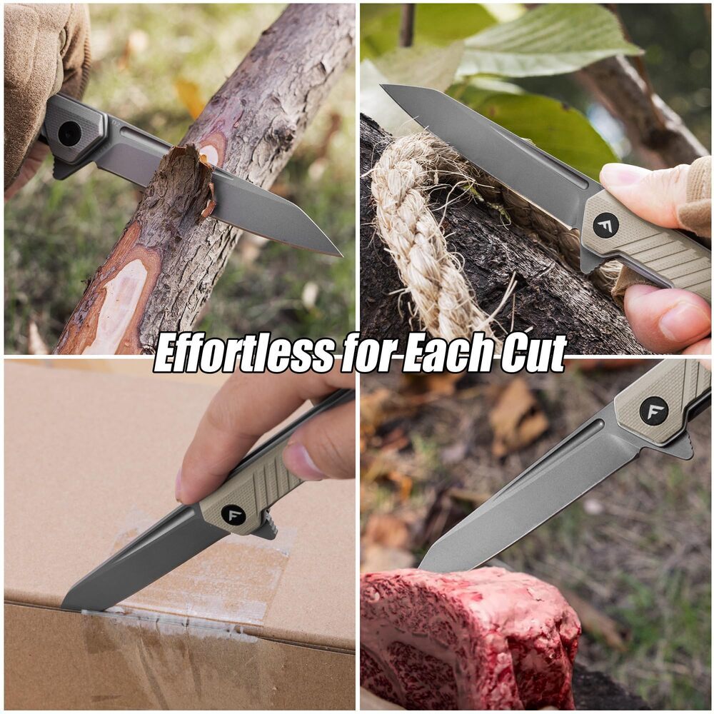 FLISSA Folding Knife Pocket Knife with D2 Steel Blade G10 Handle Pocket Clip USA