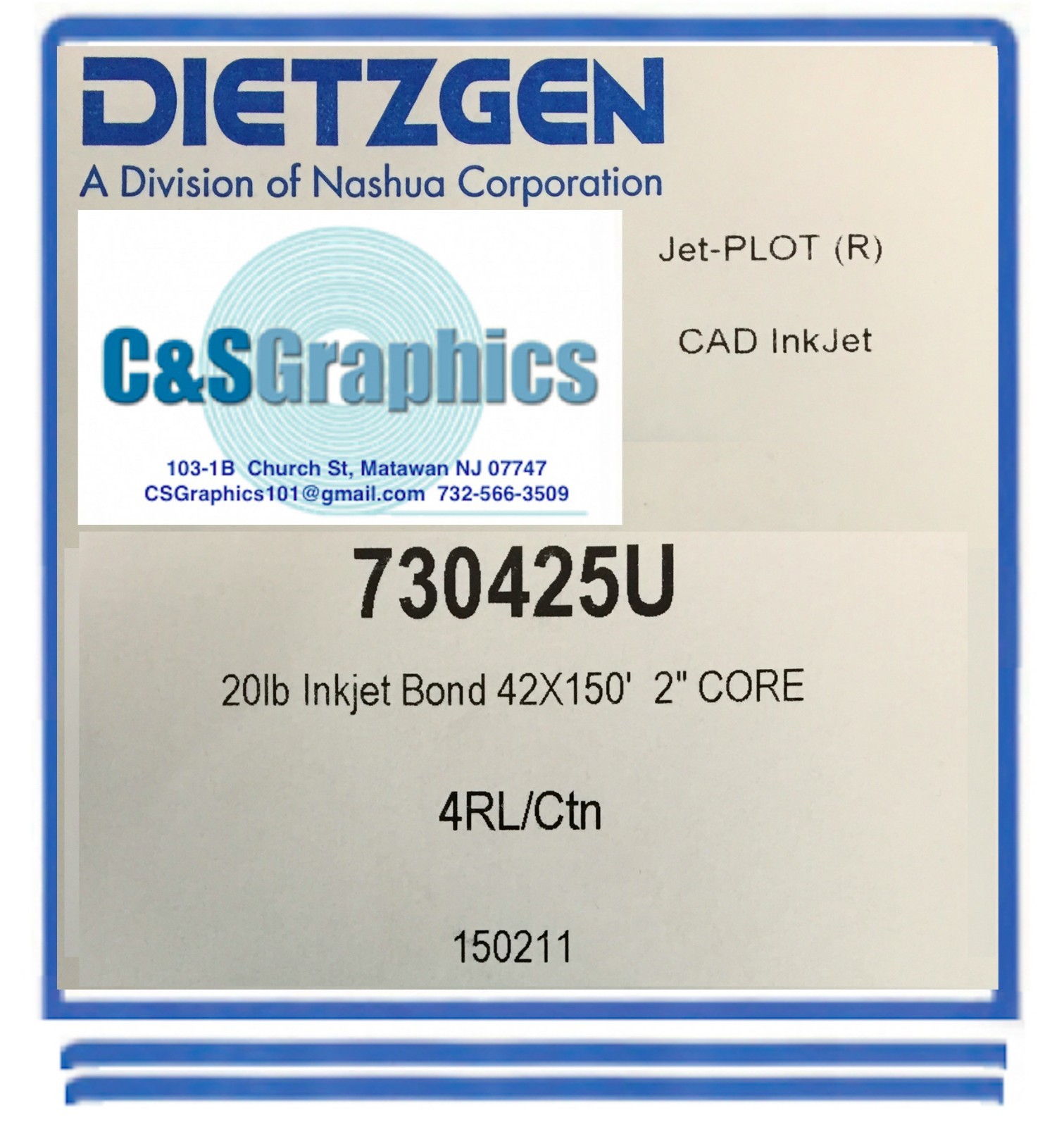 4 ROLLS 42" x 150' 20lb Inkjet Bond Plotter Paper HP DesignJet