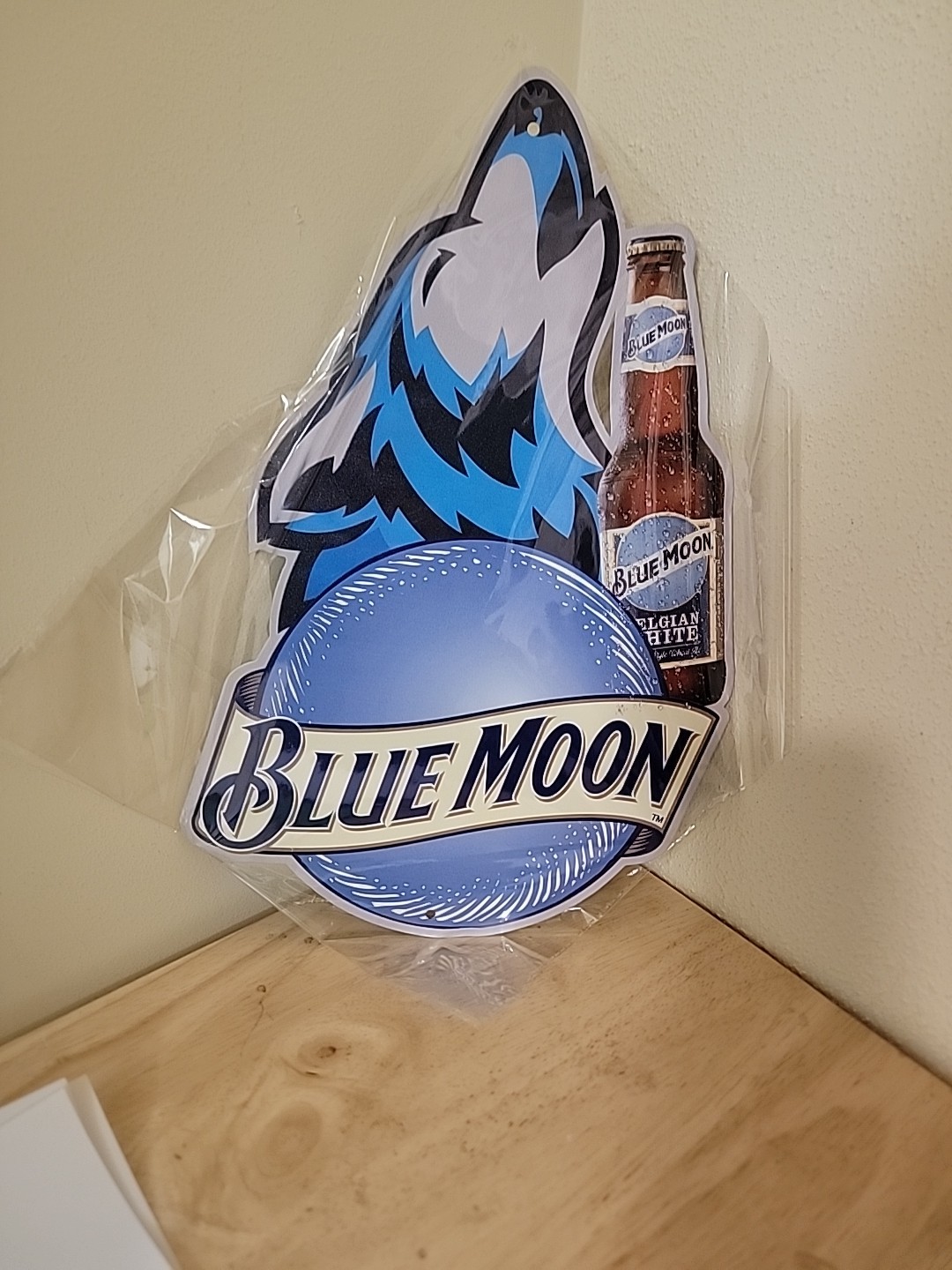 Blue Moon Beer Advertising Wolf Metal Sign Bar Man Cave Garage 16"× 11"
