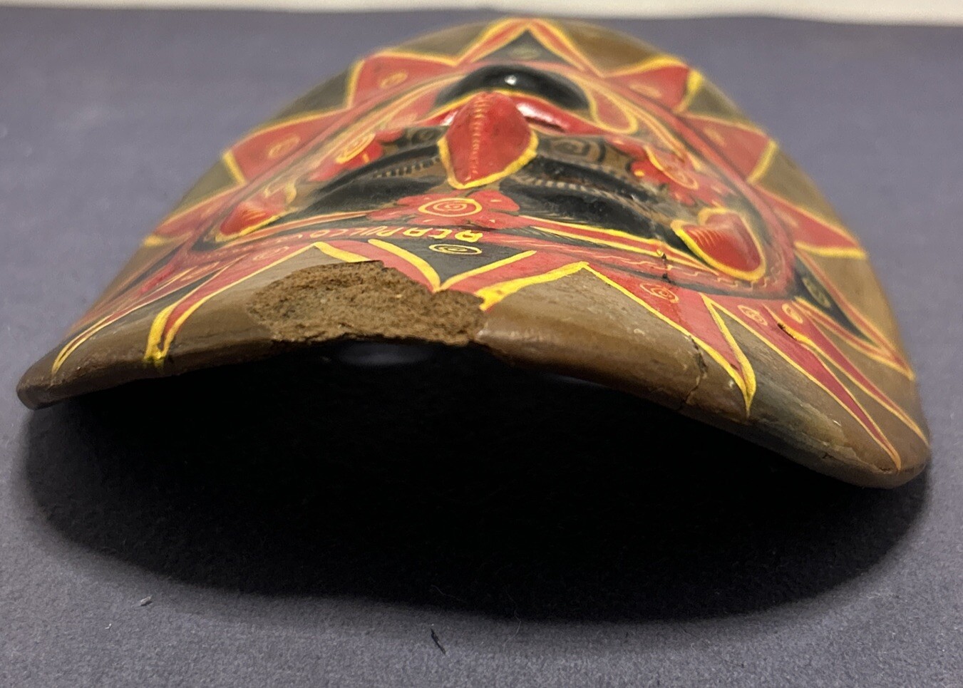 Vintage Mexican Brown Ceramic Hanging Mask Folk Art Hand Made