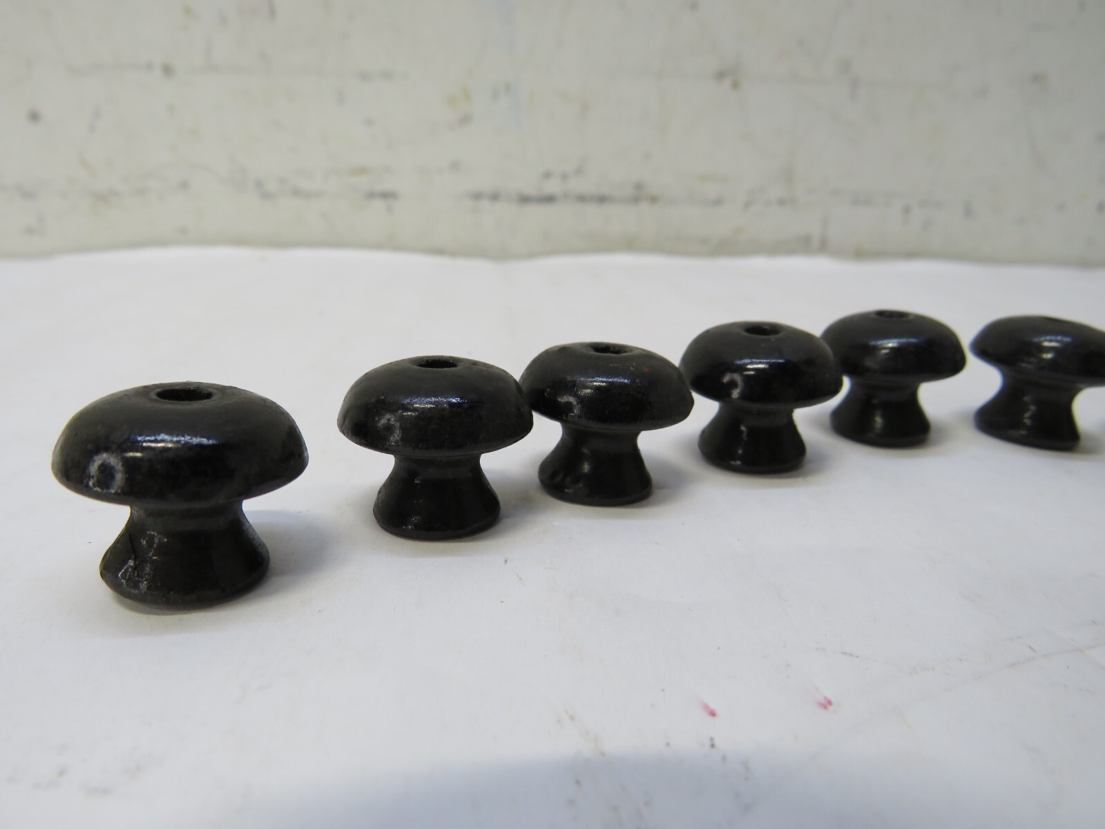 Lot of 10 NOS 1800's Antique small wooden Black Round Drawer Handles knobs pulls