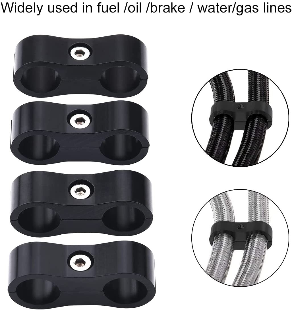 Hose Separator Fuel line Fitting Adapter 4AN 6AN 8AN 10AN 12AN Mounting Clamps