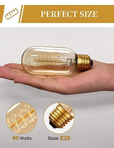 Edison Bulbs, Vintage Edison Light Bulbs 4 Count (Pack of 1) 2700k Amber White