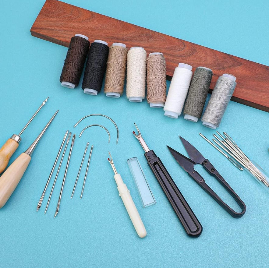 Sewing Kit Set Awl Leather Hand Stitcher Repair Set Heavy Duty Thread Needles