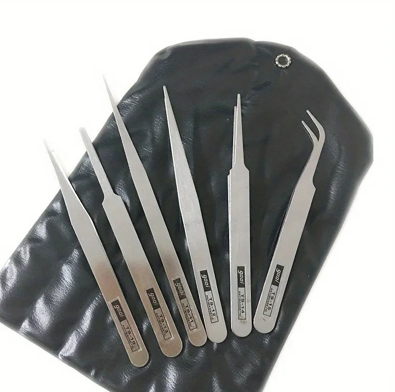 6pcs Stainless Steel Precision Tweezers Set Succulent DIY Craft Tool Kit - NEW