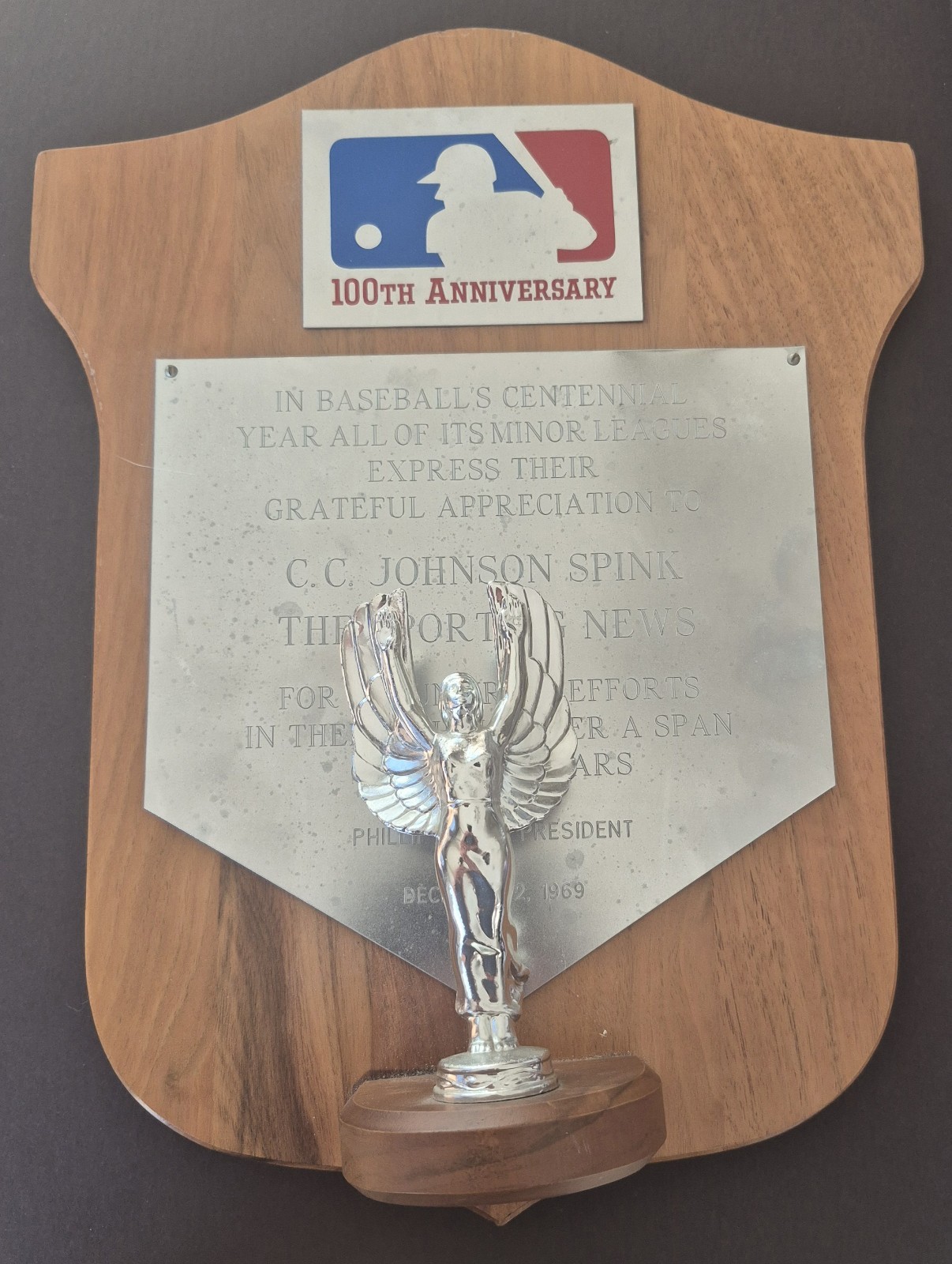 Charles C.C. Spink 100th Anniversary Minor League Baseball 1969 Award