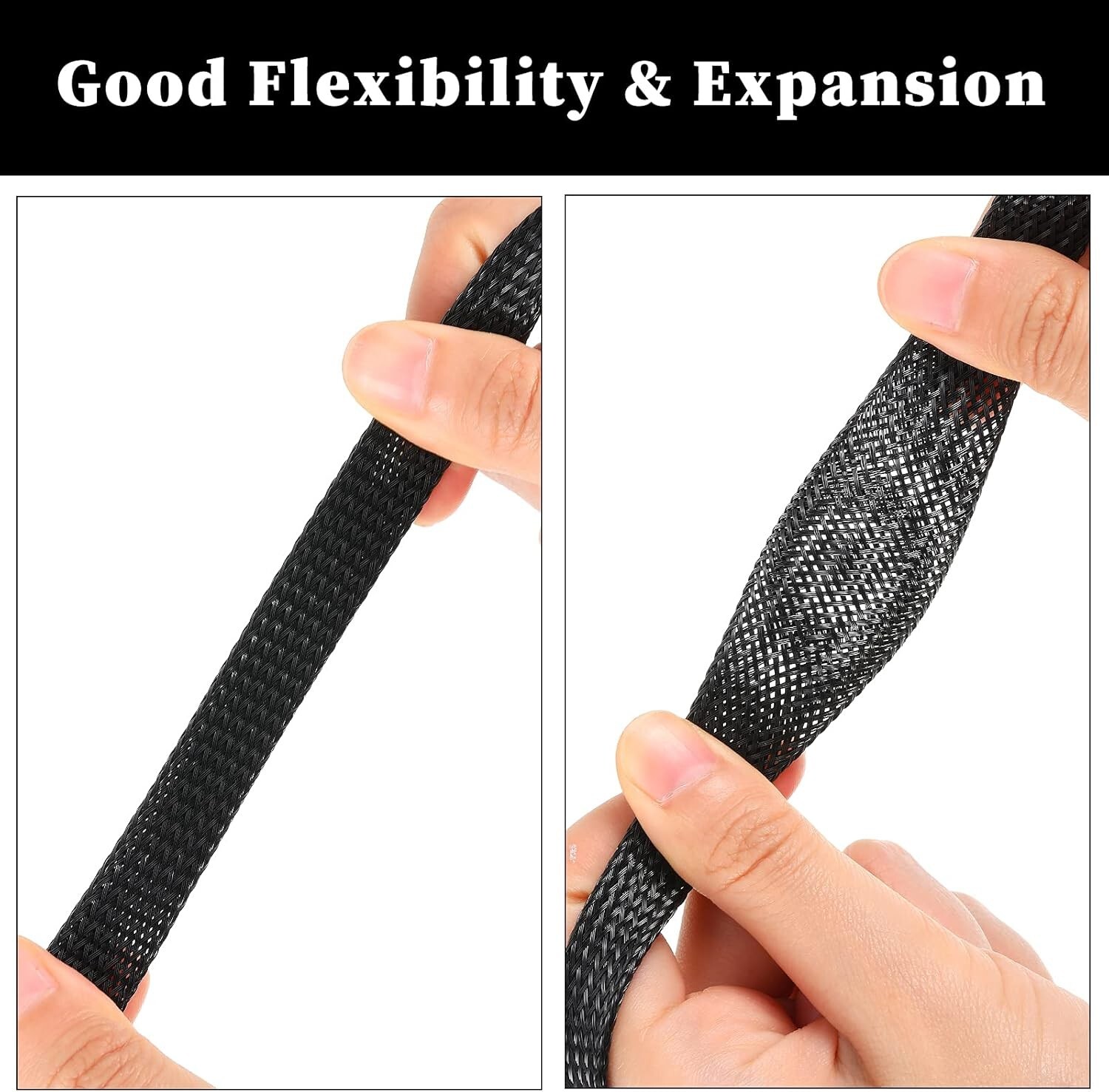 100 FT 3/8" Black Expandable Wire Cable Sleeving Sheathing Braided Loom Tubing