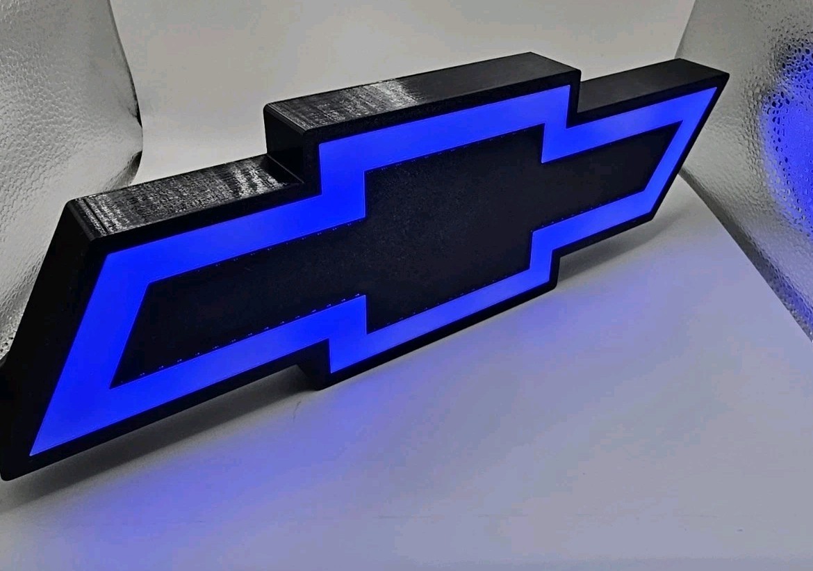 Chevy Chevrolet Light Sign Decor Man Cave Desk LED Lightbox USB Powered shop