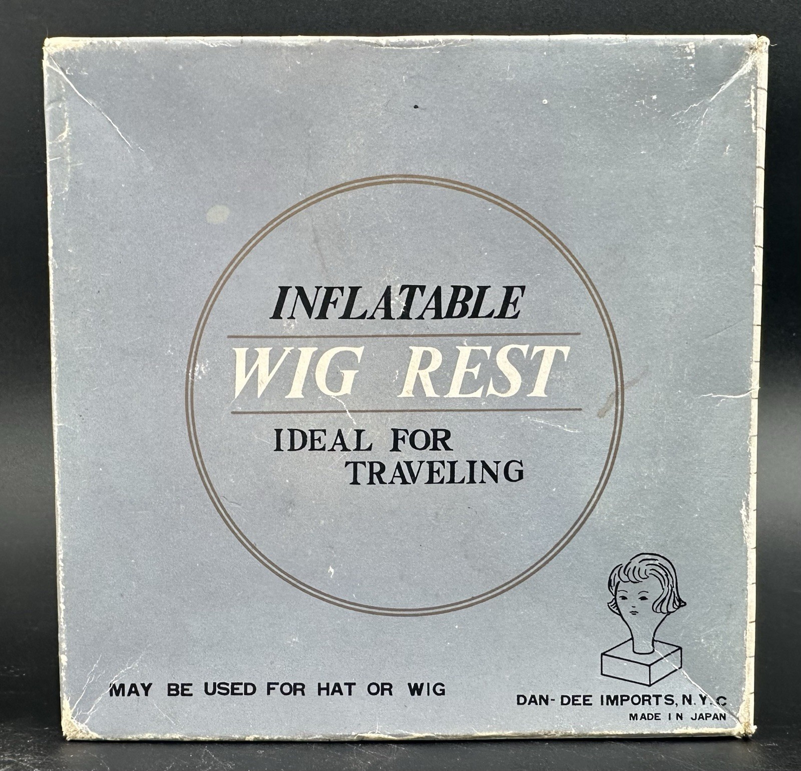 Vintage Inflatable Mannequin Woman Head Blow Up Wig Hat Rest Stand Dan Dee Japan