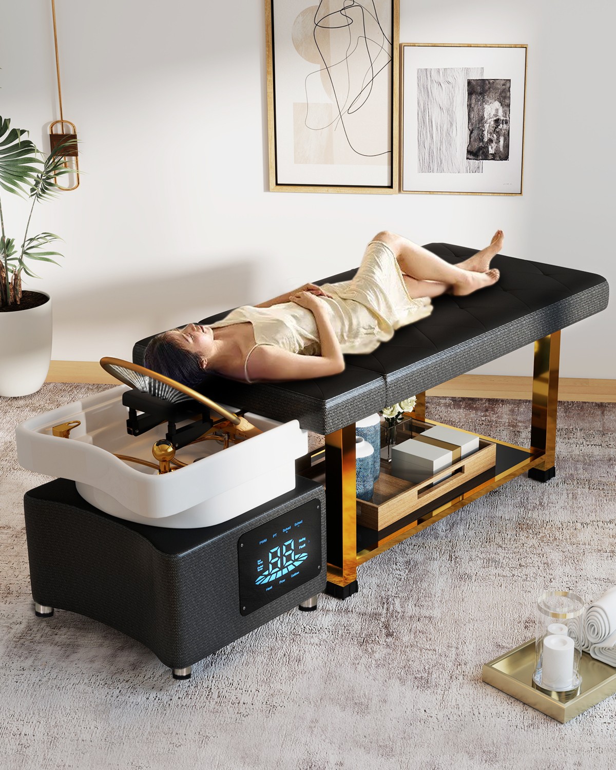 Head Spa Shampoo Massage Bed with Water Cycle Constant Temperature Salon Beauty
