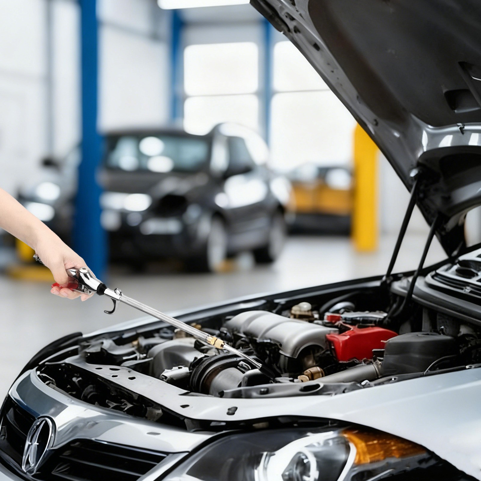 Heavy Duty Air Blow Gun 17–26in Extendable Nozzle High Flow Dust Clean1/4" Plug