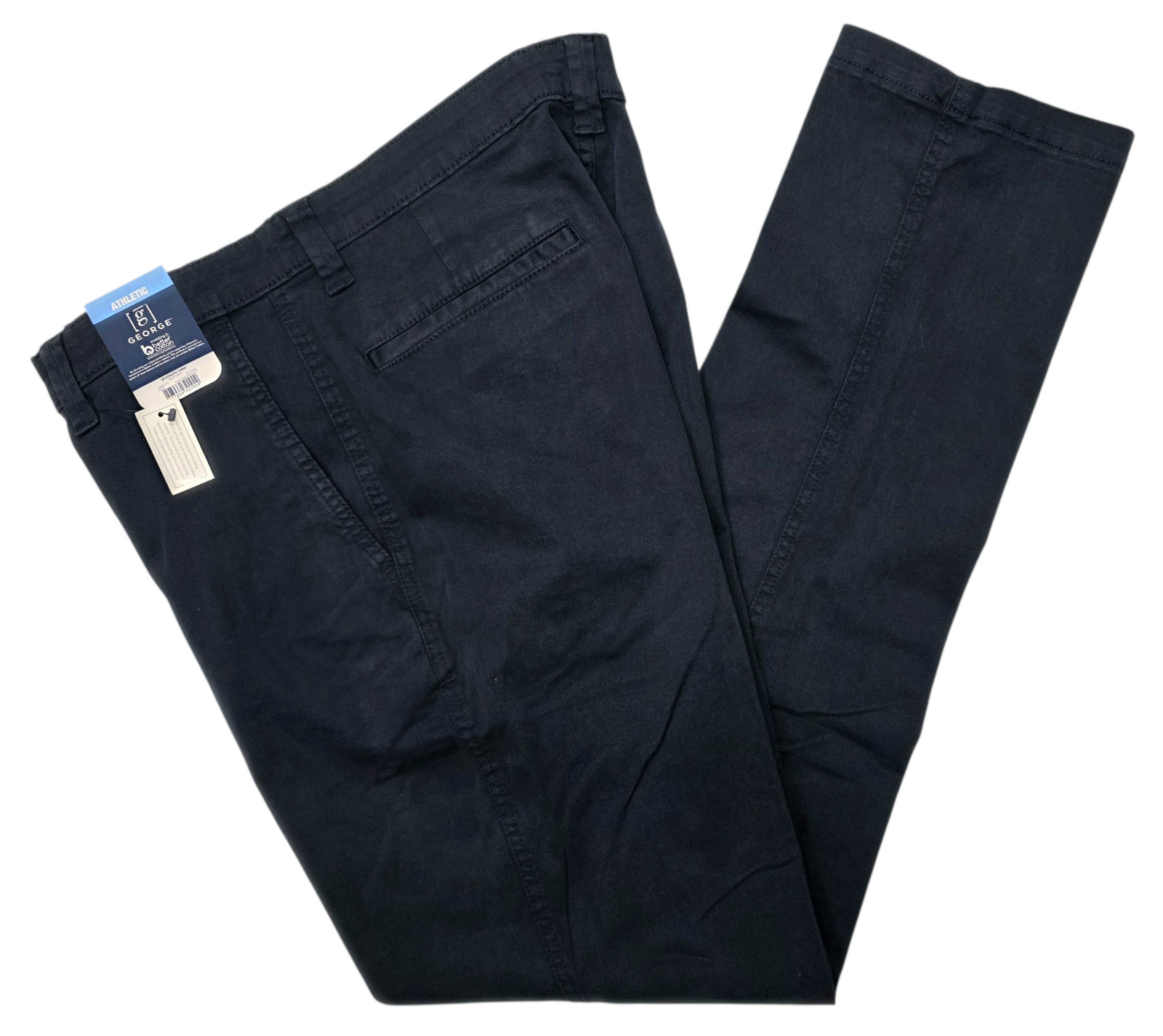 George #11896 NEW Men's Navy Athletic Fit Stretch Tapered Leg Chino Pants