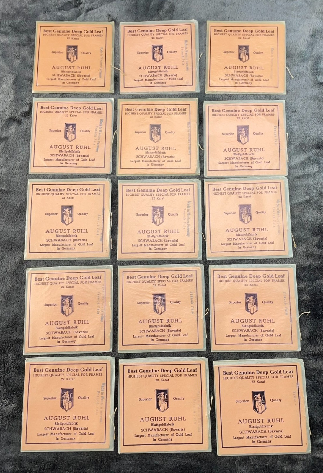 August Ruhl 22 Karat Gold Leaf Frames 375 Leaves American Shade Square NOS