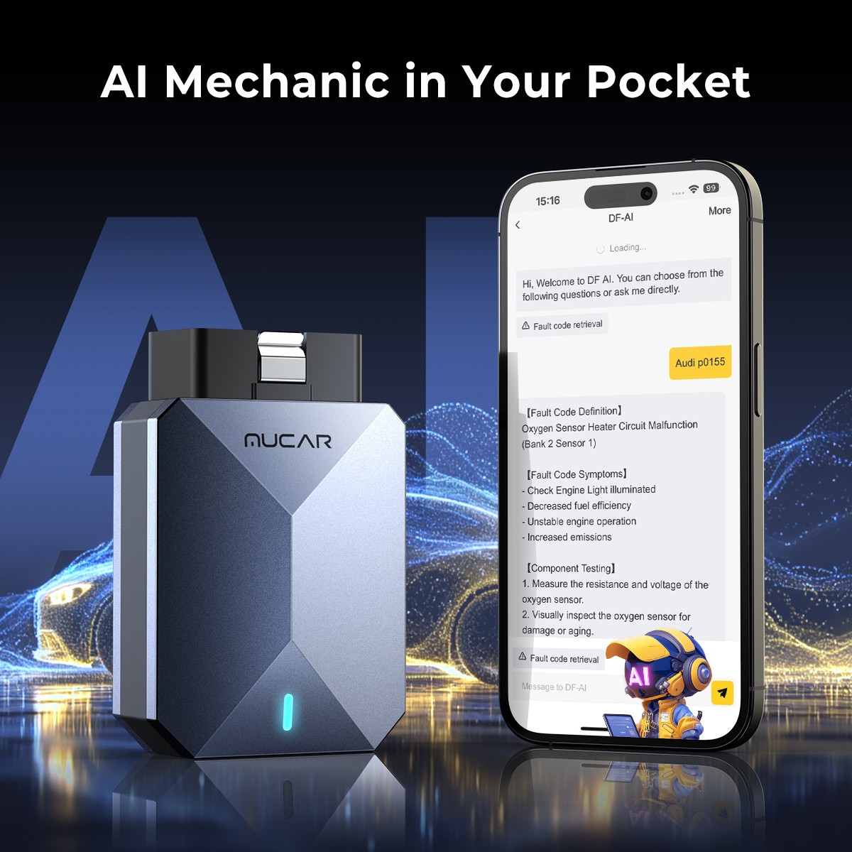 MUCAR BT200 MAX Bluetooth OBD2 Code Reader Scanner Tool Full System AI Diagnose