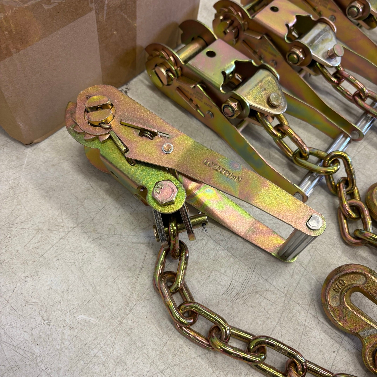 Waltyotur 4 Pcs Auto Chain Ratchet Straps 2 x 96 Classic Yellow 3300 LB CAP