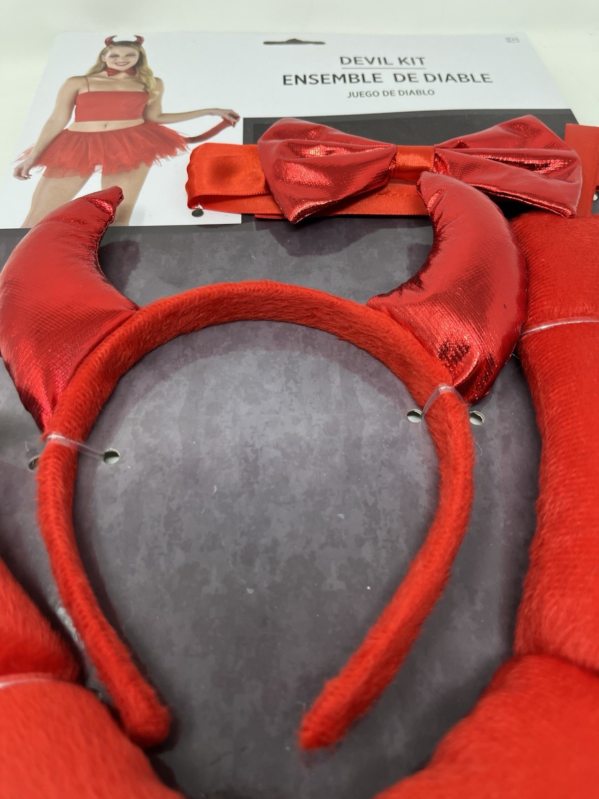 Devil Costume Kit Tail, Horns, And Bow Tie Dress Up Halloween Costume Accessory