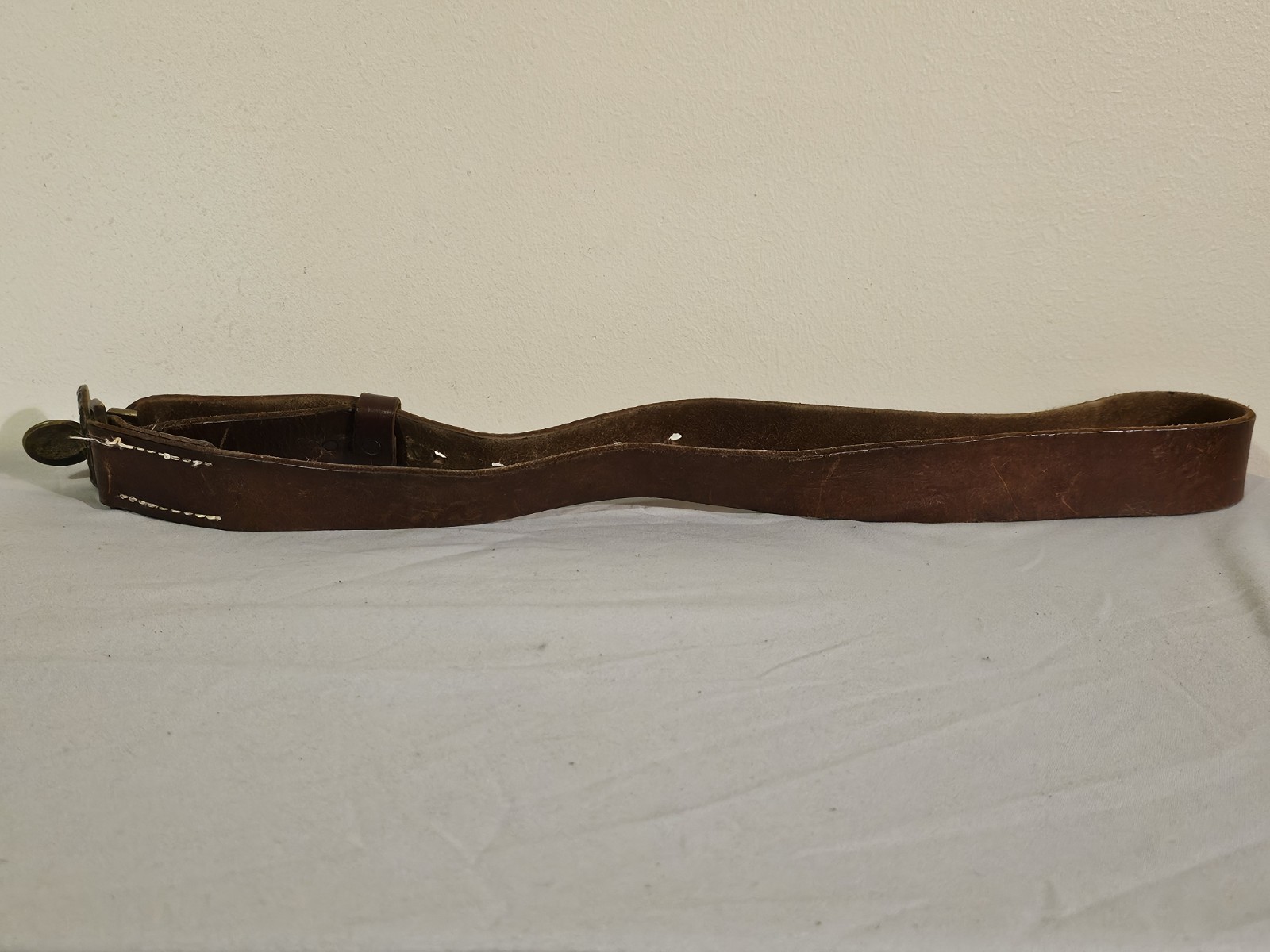 Civil War Replica Confederate 2 Piece Belt Buckle & Belt Brown Cursive CS Saber