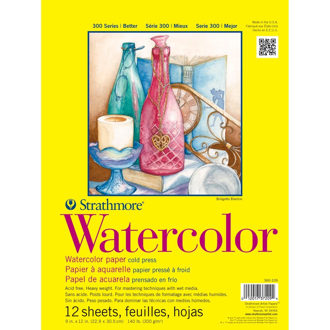 Strathmore 300 Series Watercolor Paper Pad 9x12"