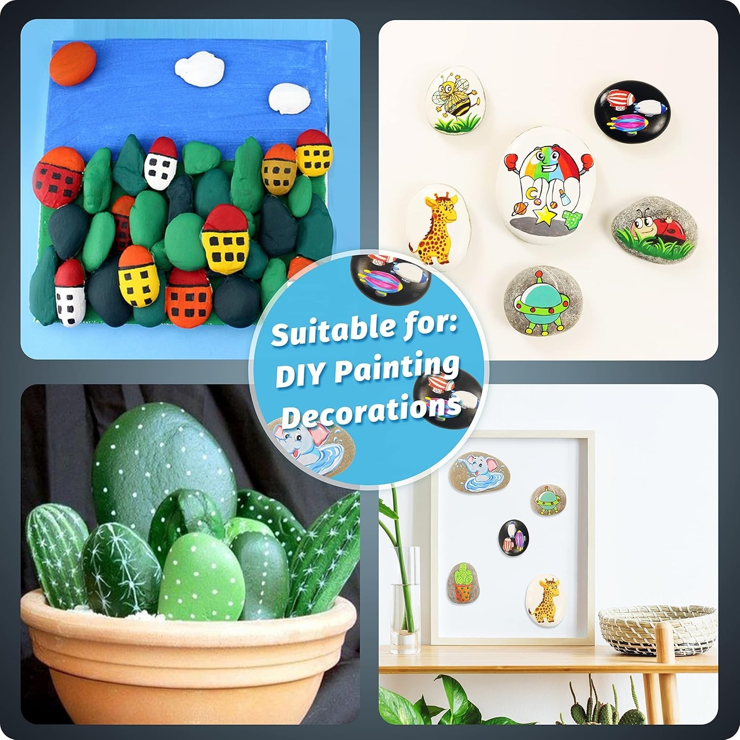 10 Pack Large Flat River Rocks 2-3 Inch Natural Stones for Painting Crafts