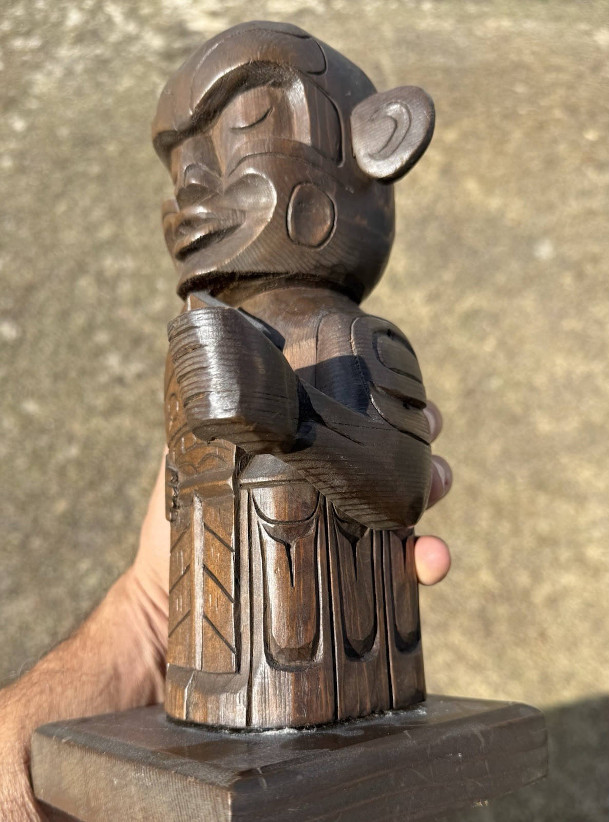 Northwest Coast Carved Cedar Statue by the Late Master Carver Godfrey Hunt