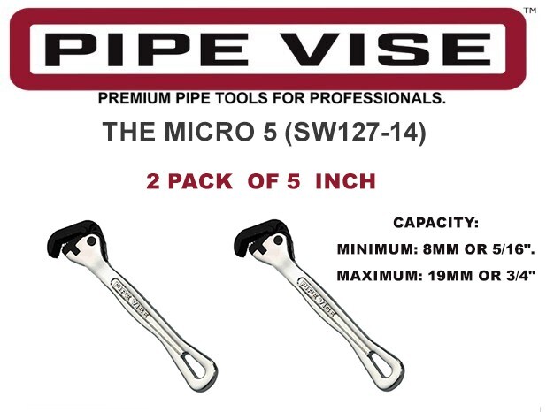 (PACK OF 2) Pipe Vise SW127-14 Micro 5 Steel Self-Adjusting Wrench - 6" Version