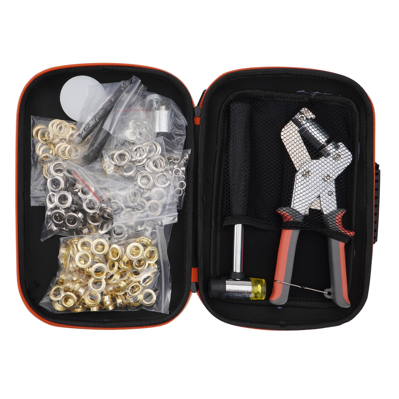 Grommet Tool Kit, Handheld Hole Punch Pliers, Hammer, Hole Punch, 400PCS Eyelets