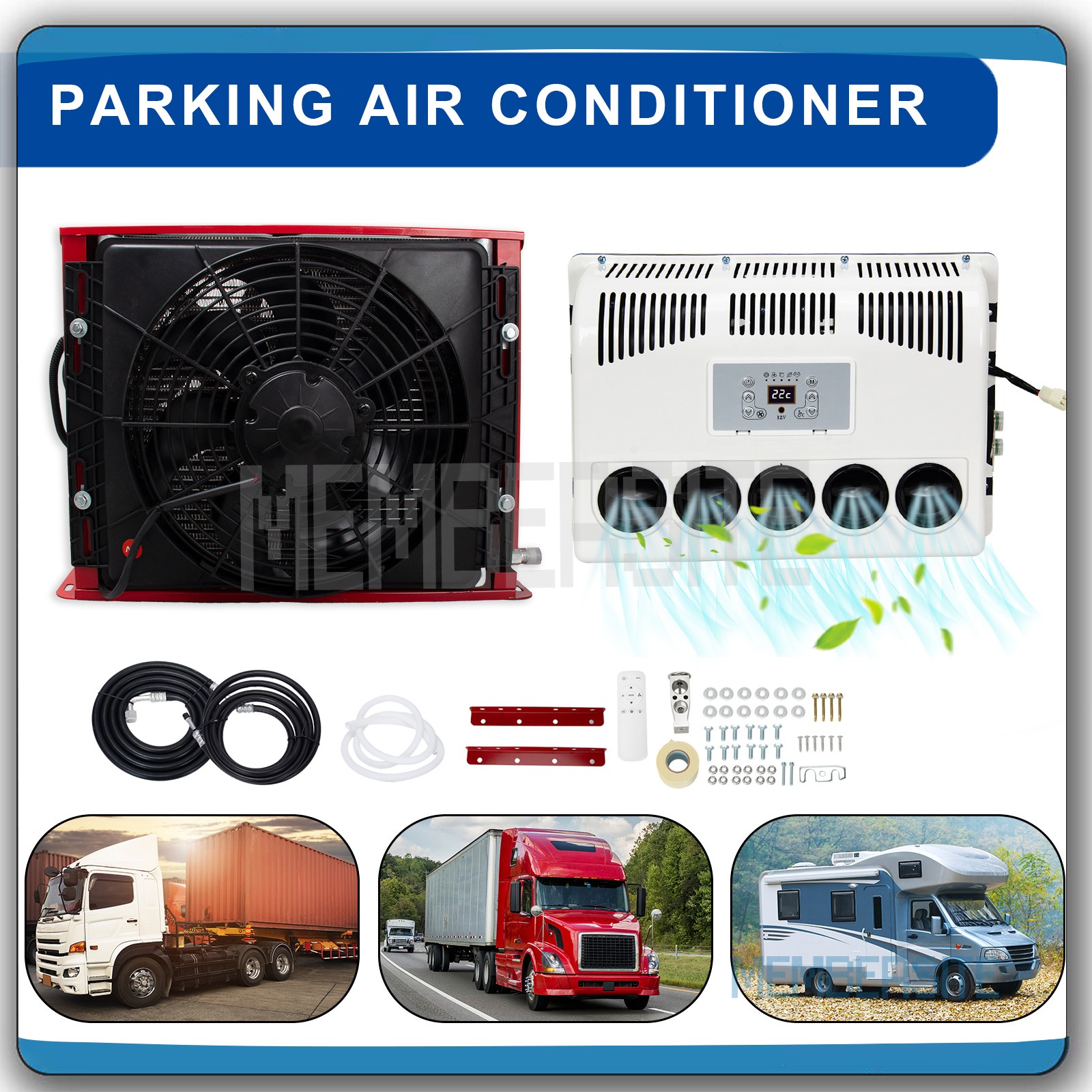 11000 BTU 12V Split AC Truck Cab Air Conditioner For Semi Trucks Bus RV Caravan
