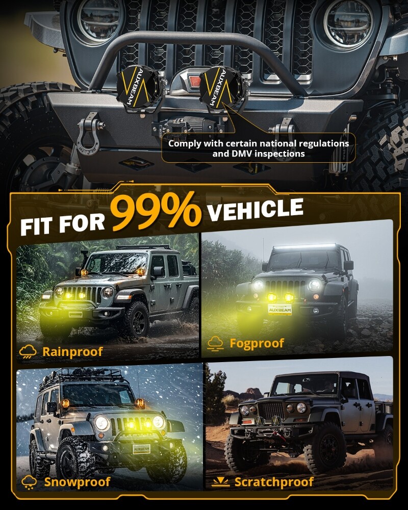 AUXBEAM 3"inch 108W Side Shooter LED Work Driving Light Spot Fog Pods Amber DRL