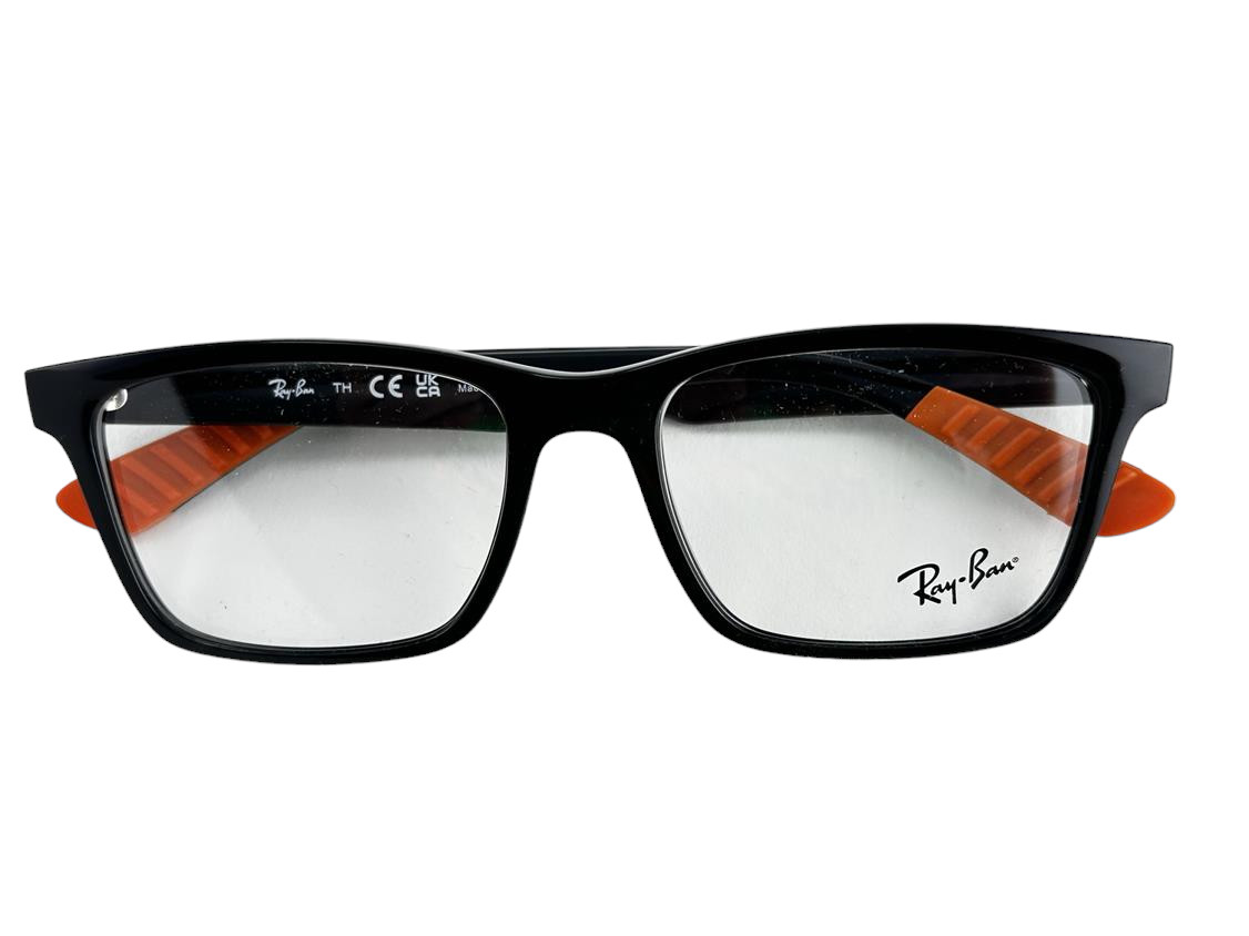 Ray Ban NEW Black Square Fashion Frames 55-17-145 Eyeglasses RX7025 Demo Lens