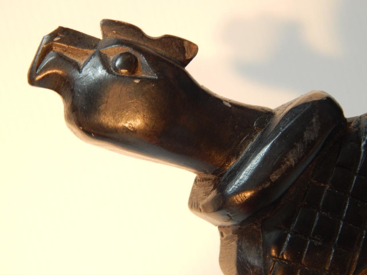 VINTAGE 9" GENUINE ARGILLITE HAIDA INDIAN NW COAST CANADA TOTEM POLE MODEL - A+